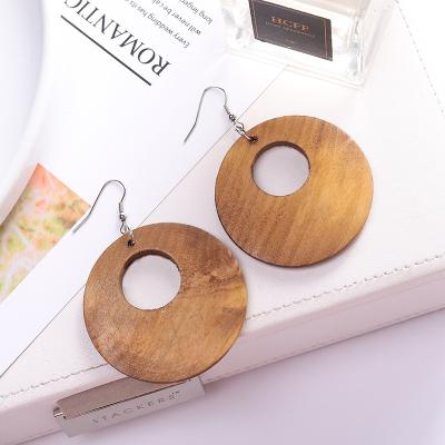 China 2022 Vintage Brown Trendy Wooden Geometric Drop Earrings Wholesale High Quality Charm Earrings For Woman Gifts Party Wedding for sale