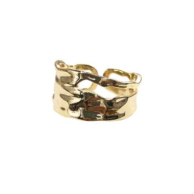 China 2022 Vintage Female Adjustable Geometric Copper Thick Gold Plating Ring Fashion Rings For Women Men Wedding Girls Party Gift for sale