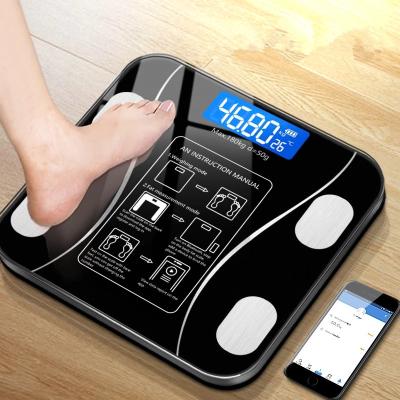 China weight & High Quality LCD Electronic Smart Display Glass Body Fat Body Fat Testing Digital Bathroom Scale for sale