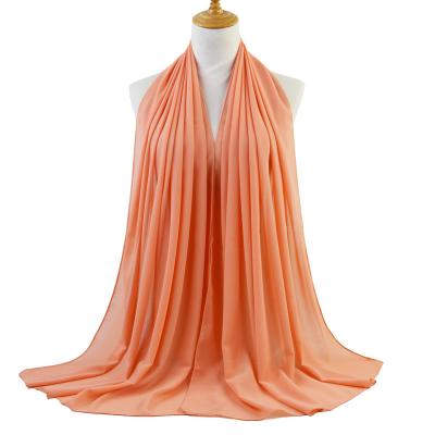 China Monochromatic Medium Wholesale Medium Scarf Women's Long Bubble Towel Color Chiffon Sheer Chiffon for sale