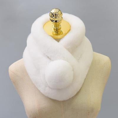 China Short Japanese Imitation Rex Rabbit Hair Scarf Women Thickened Warm Imitation Fur Scarf In Autumn And Winter for sale