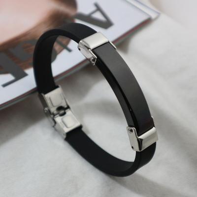 China Cute Cute Lettering Titanium Steel Men's Lovers Bangle Fashion Silicone Bracelet Stainless Steel Jewelry Bangle for sale