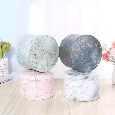 China Handmade High End Wedding Mate Gift Box Pink Golden Round Large Round Marble Paper Candy Box Gift Boxes for sale