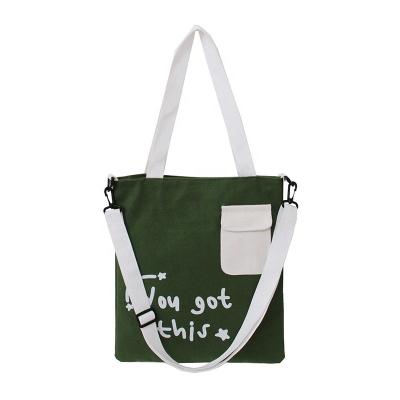 China Eco-friendly Made In China Custom Logo Printed Eco-friendly Reusable Grocery Zipper Cotton Canvas Tote Bags for sale