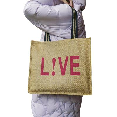 China 2022 Custom Logo Printing High Grade Fashion Summer Beach Tote Hemp Hessian Jute Bag Eco Friendly Wholesale Cheap Custom Eco-Friendly for sale