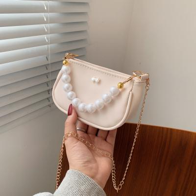 China Wholesale Recyclable Luxury Cheap Chain Shoulder Bag Custom Made Leather Mini Pearl Fashion Leather Handbags Handbags for sale