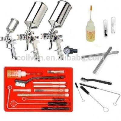 China Professional Paint Spray Gun HVLP Paint Gun Set PLUS 23pc Spray Cleaning Kit Gravity for sale