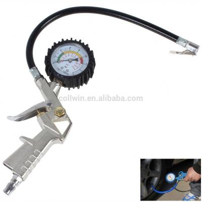 China Zinc Alloy Material Tire Air Pressure Gauge With Inflate Gun Fit For Auto Type Gauge Car Motorcycle Bicycle Meter for sale