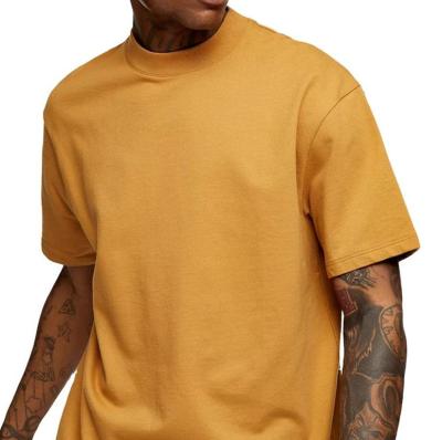 China 2023 Anti-Wrinkle Mens Solid Color Cotton T-shirt Collar Tee Heavy Thick Shorts Sheath Casual Custom Fit Fake White Neck Boxy Mens T-Shirt for sale