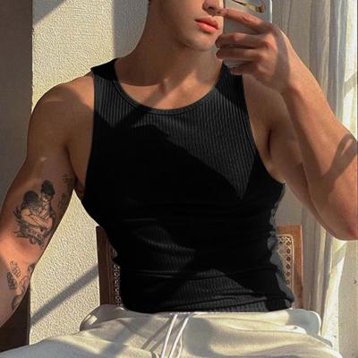 China Custom anti-pilling men's tank tops sleeveless men solid fitness tank top man threaded bottom top sport fashion for sale