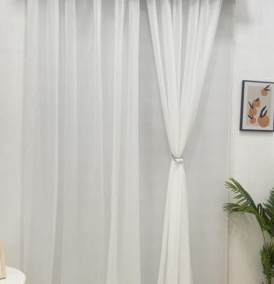 China Wholesale Popular High Quality White Stripe Sheer Tulle Curtain Fabric Breathable for sale