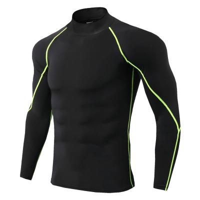 China Breathable PRO sports men's fitness high-neck stretch long-sleeved running t-shirt quick-drying t-shirt for sale