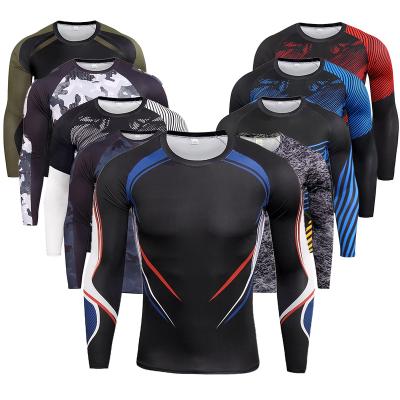 China Men's running clothes men's fitness tights breathable men's long-sleeved basketball sports coat elastic bottom T-shirt for sale