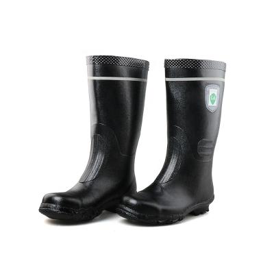 China 3539 Work Safety Pure Heavy Duty Black Rubber Rain Gum Boots Sweat-absorbent Rubber Boots Work Miner Rubber Boots With Steel Toe Cap for sale