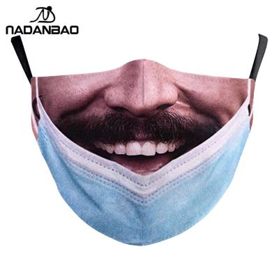 China Public/Party NADANBAO Pretend To Wear A Facemask Washable Custom Party Maskface New Funny Adults Kids Children for sale