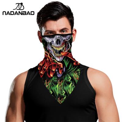 China NADANBAO Halloween Triangle Earloop Bandana Skeleton Facemask Bandana Headwear For Women Men Outdoor Sports for sale