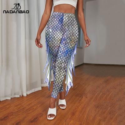 China NADANBAO Brand Mermaid Gaiters Breathable Fish Scales Printed Seamless Gaiters Women Stretch Tight Pants Instock Adult Gaiters for sale