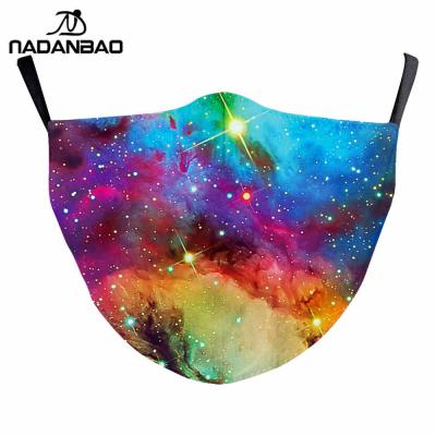 China Fashion Public/Health Care NADANBAO 3D Facemask For Party Custom Starry Sky Polyester Facemask Pary Celebration Funny Half Facemask Kids Adult for sale