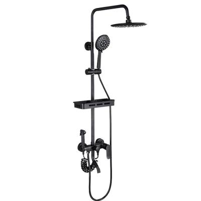 China Without Slide Bar YADI High Quality Matt Black Shower Faucet Rainfall Bathroom Shower Set for sale