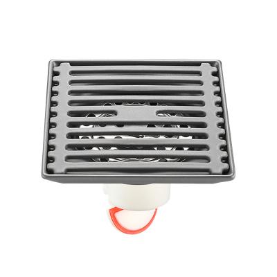 China Modern Hot Selling Restaurant Black Floor Drain Square Floor Drain Black PVC Concealed Stainless Floor Drain for sale