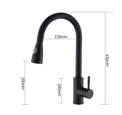 China Hot Water Faucets Stainless Steel Kitchen Thermostatic Black Pull-Down Faucet Sink Pull-Down Faucet and Cold for sale