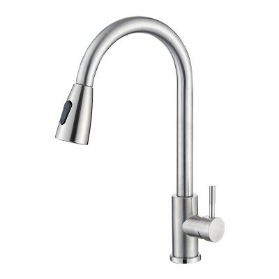 China Modern Factory Price Black Kitchen Faucet 304 Stainless Steel Pull Down Sprayer Kitchen Faucet for sale