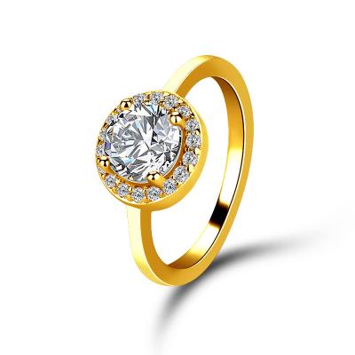 China Fashion Ladies 18k Pure Romantic Gold Plated Ring Diamond Ring Love Diamond Ring Wedding for sale