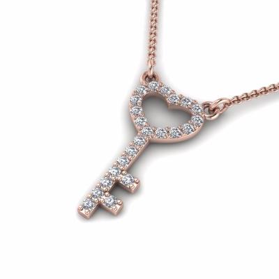 China FASHIONABLE Sterling Silver 925 Jewelry Zircon Necklaces Rose Gold Chain Key Pendant Women Jewelry for sale