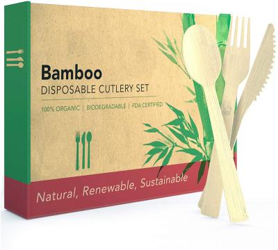 China Disposable Hot Pack Disposable Bamboo Degradable Individual Paper Wooden Fork Eco Knife Knife Bamboo Cutlery for sale