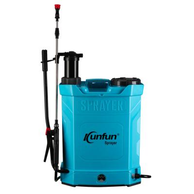 China High efficient KUNFUN 2 in 1 backpack electric rechargeable battery and manual power agricultural sprayer for sale