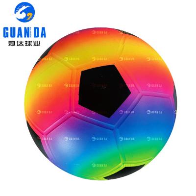 China Inflatable Toy 8.5 Inch PVC Rainbow Inflatable Playground Balls For Kids for sale