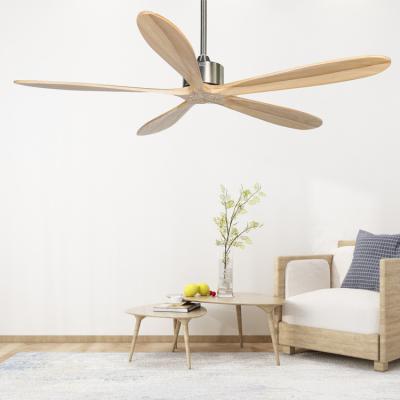 China Modern Luxury Wood Motor Swept DC Nickel Finish Wood Blades 5 Inch Furniture 60 Inch Timber Front And Reverse Ceiling Fan With Remote Control for sale