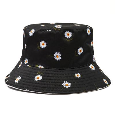 China 2021 Fashion Character Printing Women's Daisy Bucket Hat Fisherman Hat High Quality Outdoor Summer Beach Custom Hat for sale