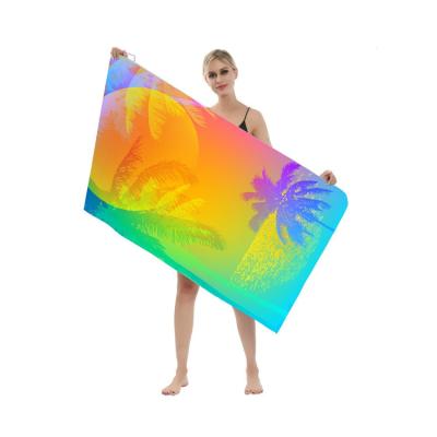 China Custom Printing Soft Quick Dry Sand Microfiber Hypoallergenic Oversized Personalized Free Beach Towel for sale