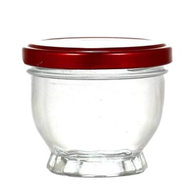 China 75ml Beverage And 100ml Flint Bird Nest Glass Bottles Glass Jar With Lid For Jam Sauce for sale