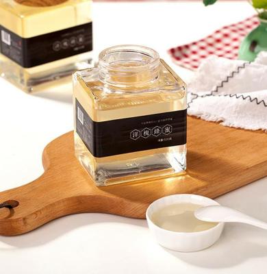 China Preservation 100ml 360ml and 750ml 180ml high quality convenient square glass jars freshness for honey jam with metal lid for sale