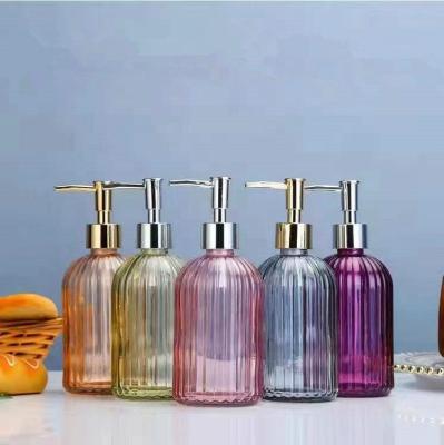 China 400ml Premium Colored Glass Dispenser Colorful Glass Soap Dispenser Refillable Liquid Soap Dispenser Container With Pump for sale