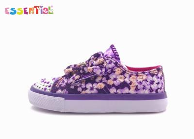 China Flower Printed Fabric Fashion Kids Shiny Casual Shoes For Teenage Girl for sale