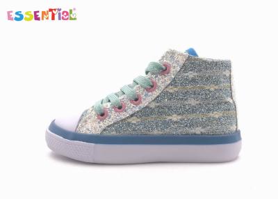 China Lace Up Girls Fashion Casual Boots Glitter Fabric Material Rubber Outsole for sale