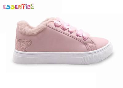 China Rosa Satin-Mode-Mädchen-Freizeitschuhe machen PU-Funkeln und warmen Pelz glatt zu verkaufen