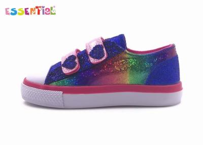 China Kids Velcro Shoes , Children'S Casual Shoes Rainbow Glittering Patent PU Material for sale