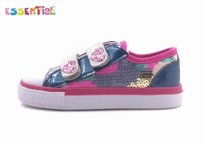 China Lightly Children'S Casual Shoes With Double Straps Sequins And Glitter Finish Fabric for sale