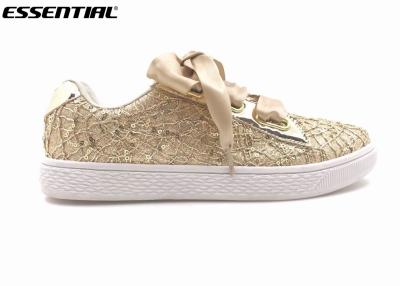 China Ladies Classic Casual Shoes Satin Laces Web Glitter Fabric Upper TPR​ Outsole for sale