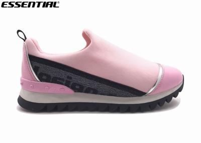 China slip on fabric ladies fashion casual shoes elastic strap on the side big teeth outsole for sale