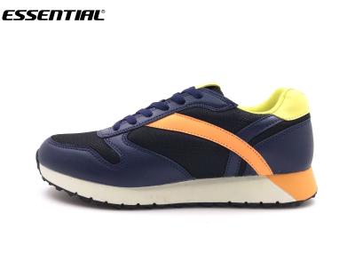 China Lace Up Breathable Sports Running Shoes Mens Training Sneakers Navy Orange for sale