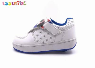 China Children'S Wheel Roller Shoes Smooth White PU Upper Royal Blue Mesh Lining for sale