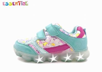 China Floral Print Shiny Light Up Running Shoes / Colorful LED Light Up Shoes For Girls for sale