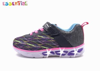 China 3D Printed Mesh Kids Light Up Sole Shoes Bungee Lace Synthetic Upper for sale