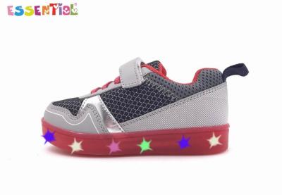 China Boys LED Casual Sneakers Bungee Laces And Buckles Strap Translucent Outsole for sale