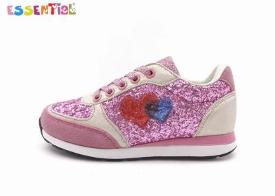 China Beautiful Girls Casual Sneakers Lace Up Comfortable Shiny Glitter Fabric Upper for sale